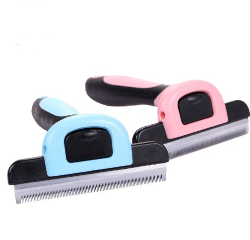 Undercoat rake grooming brush removing loose pet hair and reducing shedding