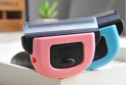 Undercoat rake grooming brush removing loose pet hair and reducing shedding