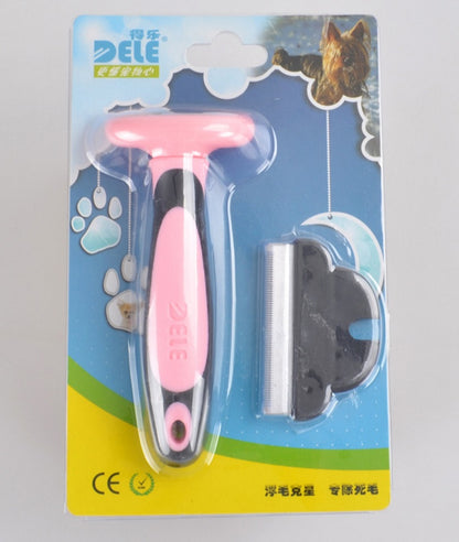 Undercoat rake grooming brush removing loose pet hair and reducing shedding