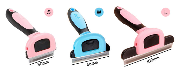 Undercoat rake grooming brush removing loose pet hair and reducing shedding