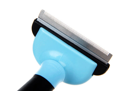 Undercoat rake grooming brush removing loose pet hair and reducing shedding