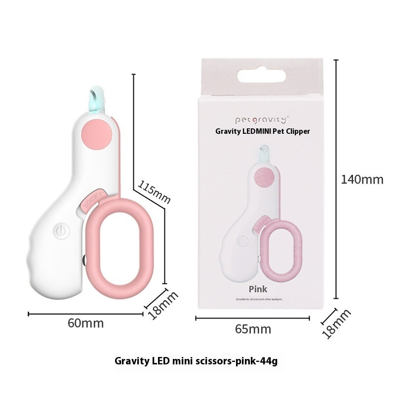 PawTrendz SafeCut LED pet nail clipper showing how the ultra bright built-in LED light illuminates a dog and cat's nail bloodline for safe trimming.